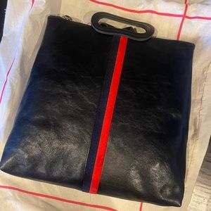 Clare V black leather backpack